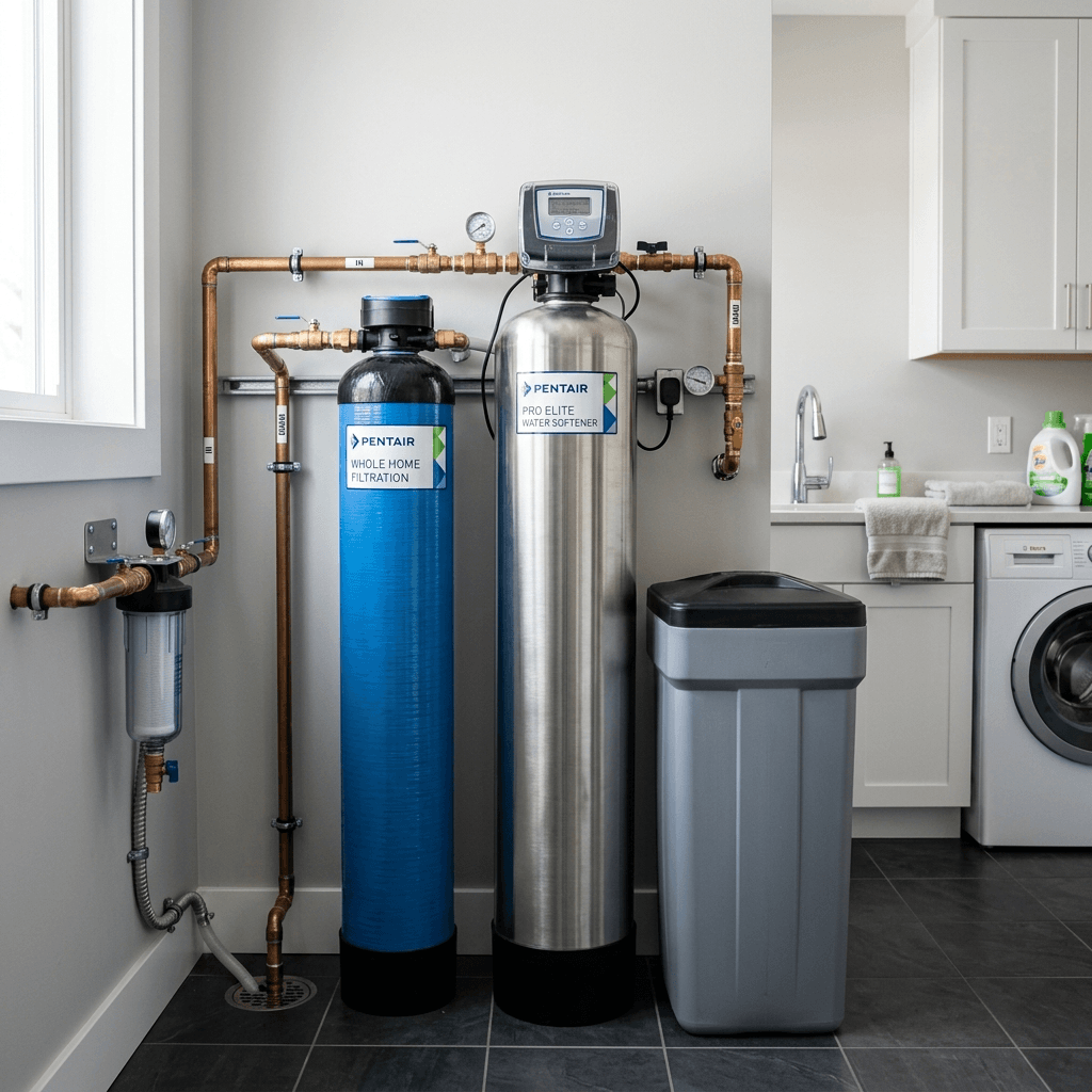 Whole-home water filtration system installed in a Russellville, AR home